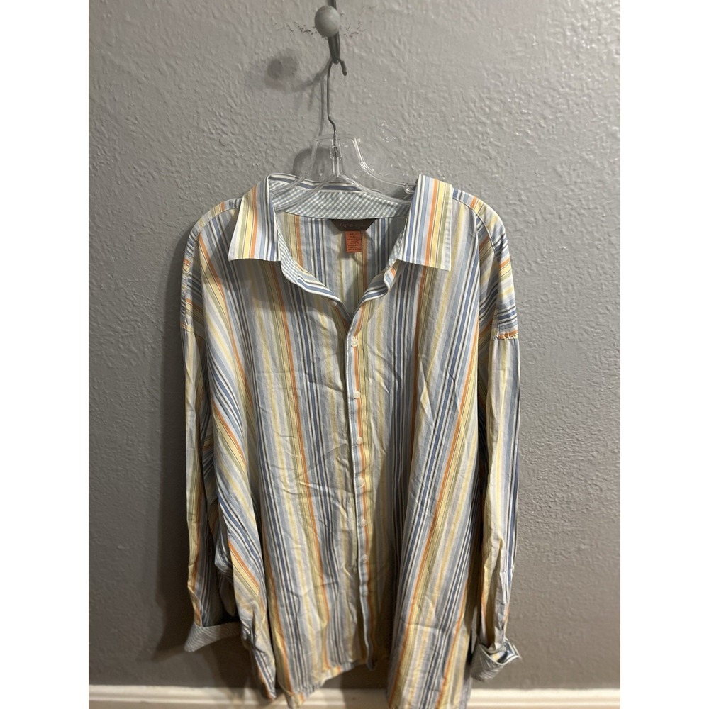 NYNE Button Up Shirt Long Sleeve Striped Siz‎ 4XLT Mens